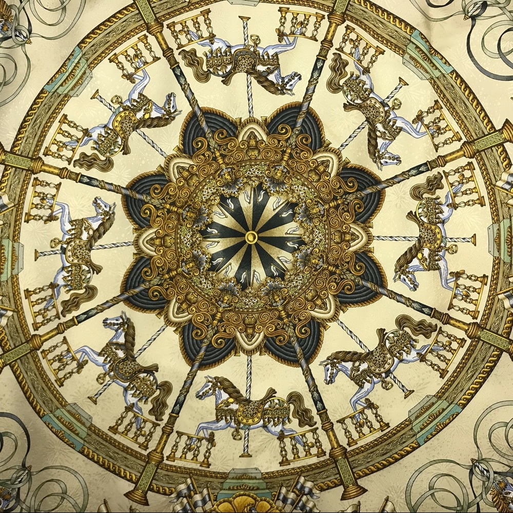 Authentic HERMES “Luna Park” Silk Damask Scarf - Picture 3 of 8